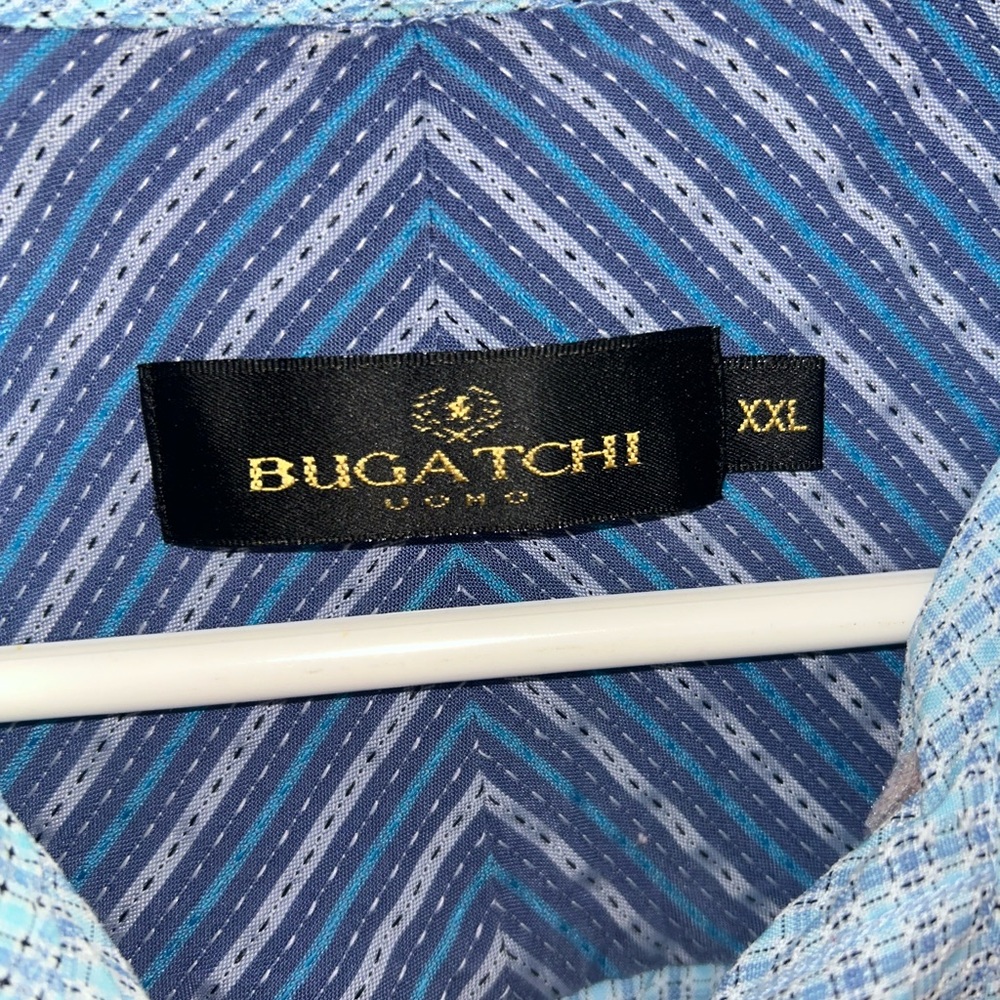 Bugatchi Men's Blue Patterned Button Down Shirt - image 3